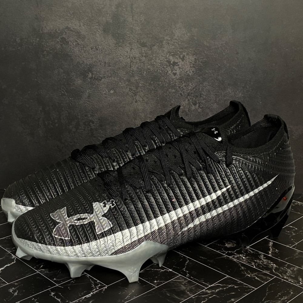 Under Armour HOVR Blur 2 Football Cleats Black Silver 3028220-003 Mens 10.5